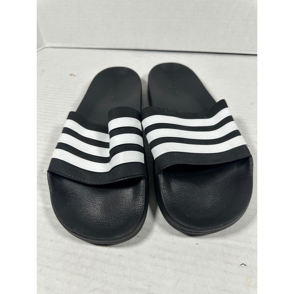 Adidas Adilette Shower Slides Mens 14 Black White GZ5922 Cloudfoam Sandals - Picture 7 of 11
